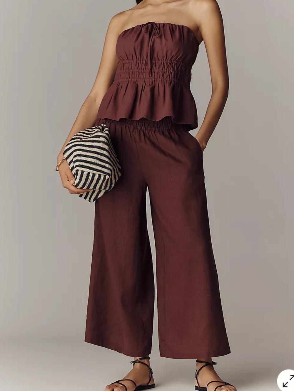 Anthropologie Somerset 100% Linen Pull-On Pants in Brownstone